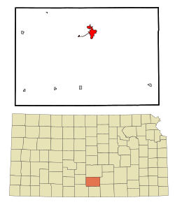 Kingman County Kansas Incorporated and Unincorporated areas Kingman Highlighted